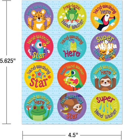 Carson Dellosa Education One World Wash Your Hands Social Distancing Stickers for Kids, 72 Stickers, 1.25-inch x 1.25-inch (168302) in Saudi Arabia