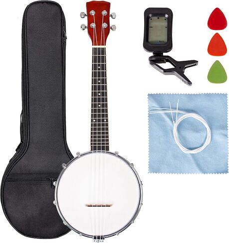 بانجو 4 أوتار - حجم كامل، طقم بانجو للمبتدئين مع أوتار حزام موالف الحقيبة، دائرة الأخماس للمبتدئين في البانجو البالغين أو الأطفال in Kuwait