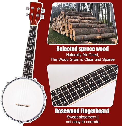 بانجو 4 أوتار - حجم كامل، طقم بانجو للمبتدئين مع أوتار حزام موالف الحقيبة، دائرة الأخماس للمبتدئين في البانجو البالغين أو الأطفال in Kuwait