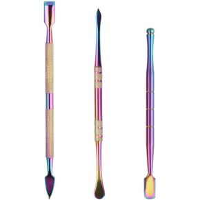 مجموعة أدوات نحت الشمع بألوان قوس قزح مكونة من 3 قطع، أدوات تشكيل الشمع مزدوجة الأطراف، أدوات النحت المصنوعة من الفولاذ المقاوم للصدأ تستخدم بشكل متكرر وآمنة ومريحة للحمل والسيراميك والفخار in Kuwait