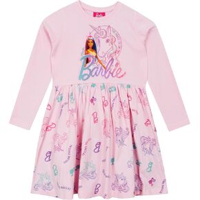 Barbie Dress | Short Sleeve Girls Unicorn Dress | Skater Dress for Girls