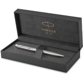 PARKER Sonnet Ballpoint Pen, Stainless Steel with Palladium Trim, Medium Point Black Ink (1931512)