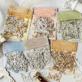 120Pcs Vintage Hollow Frame Corners Scrapbook Paper Scrapbook Supplies Relief Lace Photo Corners For Scrapbooking Paper Decorative Frame Border Picture Corners Collage Materials Junk Journal Supplies