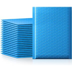 Fuxury Bubble Mailers, 4x8 Inch Blue 50Pcs Poly Padded Envelopes, Self-Seal Adhesive Waterproof Shipping Bags Small Bubble Mailers for Business Mailing Packages Jewelry Makeup Supplies#000