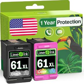 Limeink 2 Remanufactured Ink Cartridges Replacement for HP 61 Ink Cartridge Combo Pack for HP 61 cartridges for Envy 4500 61xl Cartridges HP61-1BK, 1 Color