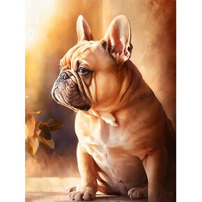 UPABLUNSO Diamond Painting Kits for Adults, French Bulldog 5D DIY Diamond Art Kits Full Drill Diamond for Gift Wall Decor Gem Arts Adorable Animal 12x16inch