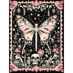 LOMSIOY DIY 5D Diamond Art Kits for Adults, Butterfly Diamond Painting Kits for Beginner, Skeleton Diamond Art with Round Full Drill Rhinestone Crafts Gem Arts for Home Wall Decor 12 * 16 inch