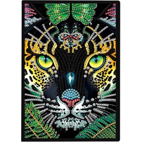 JISHSHAY Diamond Painting Notebook Diamond Art Journal Diamond Painting Kit Drawing Book Diamond Art Kits Leather Notebook Gem Painting Kit Reading Journal DIY Crafts for Adults Daily Journal A5 Tiger