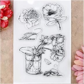 Kwan Crafts Flowers Rose Sending you Flowers Clear Stamps for Card Making Decoration and DIY Scrapbooking