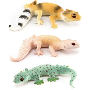 Mini Chameleon Toys Figures Realistic Lizard Figures 3PCS Tropical Forest Animals Figurines School Project Model for Kids Toddlers Birthday Gift Cake Toppers