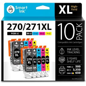 Smart Ink Compatible Ink Cartridge Replacement for Canon PGI 270 XL CLI 271 XL PGI-270XL CLI-271XL 10 Pack to use with MG7720 TS9020 MG6821 TS6020 MG6820 MG5720 TS8020 MG5722 TS5020 (PGBK & BK/C/M/Y)