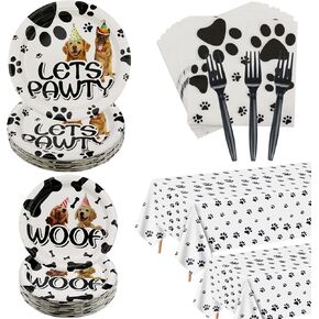 162 قطعة من لوازم حفلات الكلاب - مجموعة أدوات مائدة للحفلات بطابع هزلي للجرو، بما في ذلك الأطباق والمناديل ومفارش المائدة والشوك، تكفي 40 ضيفًا in Kuwait