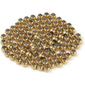 60 Pcs Gold Plated Stainless Steel Round Spacer Beads 5mm Hole, Seamless Loose Beads for DIY Bracelet Necklace Jewelry Making Findings 9mm