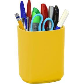 Acrimet Jumbo Pencil Holder, Pen Cup, Caddy Super-Sized Desktop Organizer for Students, Artists and Professionals (Plastic) (Solid Yellow Color)