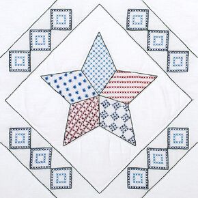 Jack Dempsey Needle Art Interlocking Star Hand Embroidery, White