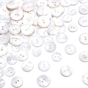 Pearl Button 45pcs, White Genuine Mother of Pearl Buttons Set, Pearl Shell Buttons for Sewing Clothes Blazer Suits Shirts Crafts DIY 15mm/18mm/20mm 3 Sizes 2 Holes