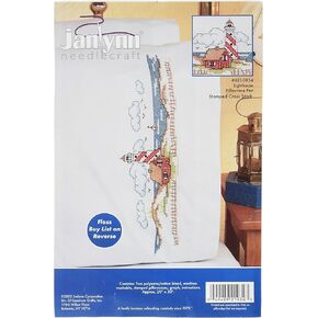 Janlynn 265786 Stamped Cross Stitch Pillowcase Pair 20"X30", Lighthouse