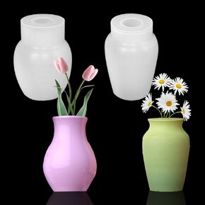 2 Pieces Vase Resin Moulds Silicone Set, Candle Holder Resin Molds, 8 Style Vase Resin Casting DIY Making Handmade Home Display Decor Crafts for Epoxy Resin (D-2pcs)