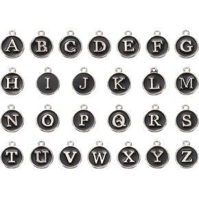 MECCANIXITY Alphabet Enamel Letter Charm Jewelry Charm Enamel Initial Charm Pendant Charm for DIY, Jewelry Making Bracelet Craft