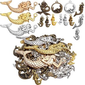 100g Mixed Mermaid Charms Alloy Charms Tibetan Pendant for DIY Bracelet Necklace Jewelry Making Findings Craft Supplies