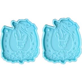 2pcs Resin Silicone Horseshoe Blossom Mold Keychain Soap Casting Mould for UV Epoxy Resin Crafting Polymer Clay Pendant Keychain molds for epoxy Resin with Hole