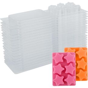 Wax Melt Containers-6 Cavity Clear Empty Plastic Wax Melt Molds-25 Packs Pentacle Shape Clamshells for Tarts Wax Melts.