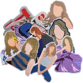 10Pcs Musician's Popular Funny Embroidered Patches Bulk Iron on/Sew on Applique Embroidery Repair Patch DIY Craft Accessories for Music Fans Girls Clothing Jacket Jeans Backpack Hat Vests
