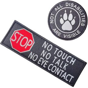Reflective Service Dog Patch, Not All Disabilites are Visible/No Touch No Talk No Eye Contact Tactical Patches for Dog Vests