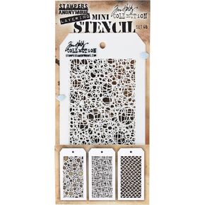 Tim Holtz - Stampers Anon (3 EA.) Tim holtz layered MINI STENCIL SET #46, us:one size