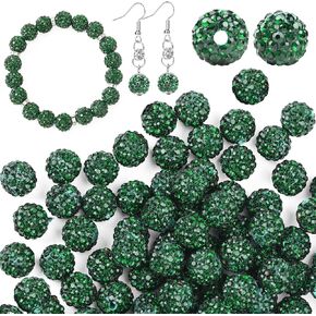 U-LIAN 100 pcs 10mm Rhinestone Beads Teal Shiny Round Disco Ball Beads Bulk Polymer Clay Rhinestone Beads Round Crystal Diamond Beads for Bracelet Necklace Earring Jewelry Making