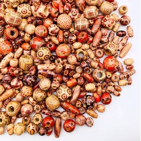 700Pcs European Loose Beads Painted Assorted African Beads Macrame Supplies Beads Craft Jewelry Wood Beads for Jewelry Making DIY Bracelet Necklace Hair Crafts
