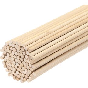 MECCANIXITY Round Wood Sticks 5/32"x4" Dowel Rod Unfinished Hardwood Stick Craft Twigs Log Stick for DIY Crafts Pack of 100