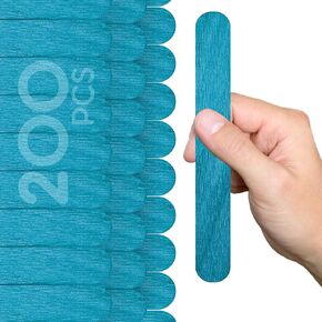 200PCS Wood Craft Sticks Blue – 6 Inch Popsicle Sticks Jumbo Blue Popsicle Flat Rods for Crafts Wooden Blue Jumbo Rods for Crafting DIY Food Grade Rods