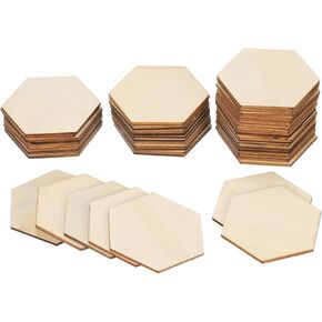 PATIKIL 2 Inch Unfinished Hexagon Wood Slices, 50 Pack Blank Wooden Discs Cutouts for DIY Art Crafts Painting Decor Christmas Decorations