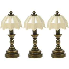 LOGOFUN 3pcs Miniature Lamp Dollhouse 1: 12 Scale Mini Desk Lamp Tiny Table Lamp Model Mini House Floor Lamp for Dollhouse Furniture Accessories