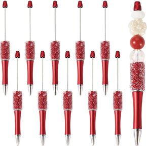 Beadthoven 10pcs Sugar Diamond Beadable Pens, Bling Rhinestone Beaded Pens Plastic DIY Crystal Bead Pens Shaft Black Ink Ballpoint Pens for DIY Pens Crafts Supplies Gift Office School - Wheat Color
