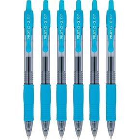 Pilot G2 Premium Refillable & Retractable Rolling Ball Gel Pens, 0.7mm Fine Point, Turquoise, 6-Pack