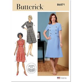 Butterick Misses' A-Line Shaped Dress Sewing Pattern Kit, Design Code B6871, Sizes 14-16-18-20-22