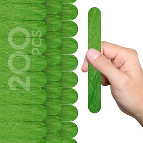 200PCS Wood Craft Sticks Green – 6 Inch Popsicle Sticks Jumbo Green Popsicle Flat Rods for Crafts Wooden Supplies for Crafting DIY Food Grade