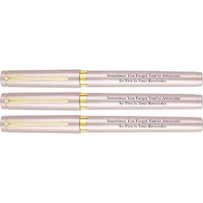 Pack of 3 Inspirational Gifts for She Women Men Friend Rose Gold Color Motivational Gel Pens Medium Point (0.7mm) Black Ink Sometimes You Forget You're Awesome So This Is Your Reminder