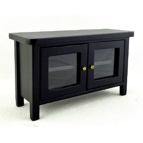 Dollhouse Miniature Black Television Stand