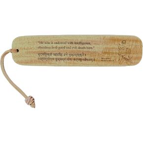 Bhagavad Gita Chapter 2, Verse 50 Shloka Quote Lord Krishna Engraved Wood Handmade Bookmark Hinduism Blessings Divine Gift