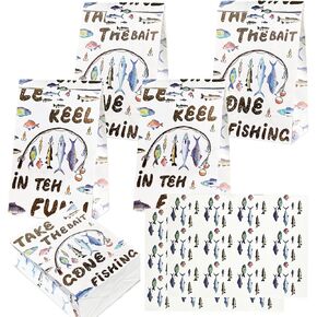 CZWXOXO 24 Pcs 2 Styles Gone Fishing Goodie Bags - Fishing Themed Birthday Party Favor Bags, Perfect for Fishing Party Supplies and Treat Bags