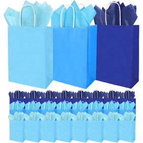 AnyDesign 36 Pack Sage Green Paper Gift Bags with Handles and Tissue Paper, 6.3 x 3.1 x 8.7 Inches, Perfect for Birthday, Holiday, Wedding, Graduation, Baby Shower