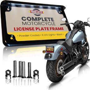 Complete Motorcycle License Plate Frame White LED 6" (Black)