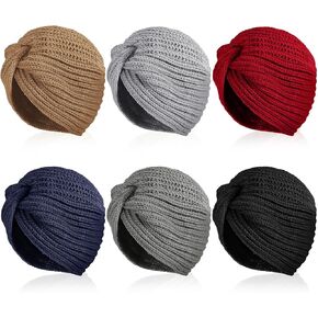 Suhine 6 Pcs Women's Slouchy Chemo Hat Warm Twist Stretch Turban Beanie Hats Cancer Baggy Sleep Scarf, 6 Colors