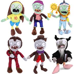 JHESAO 6 PCS PVZ Plushies RA Plants and Zombies Plush Sets Toy Guitar, Pirate Zombies 1 2 Stuffed Soft Archmage Zombie Doll, Football Zombie PVZ Plush Figure Doll Cowboy Zombies New