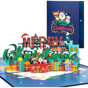Train Christmas Card, Christmas Train Pop Up Cards, Pop Up Christmas Card, 3D Handmade Xmas Greeting Card, Happy New Year, Thanksgiving, Includes Envelope.
