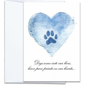 Hat Acrobat Loss of Dog Card - 5 x 7 inch Pet Loss Sympathy Card with Envelope, Dog Sympathy Cards for Beloved Pets to Send Out Your Condolences (BluePaw)