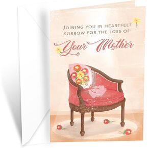 Prime Greetings Mother Sympathy Card For Loss of Mom, Made in America, Eco-Friendly, Thick Card Stock with Premium Envelope 5in x 7.75in, Packaged in Protective Mailer (Flowers)